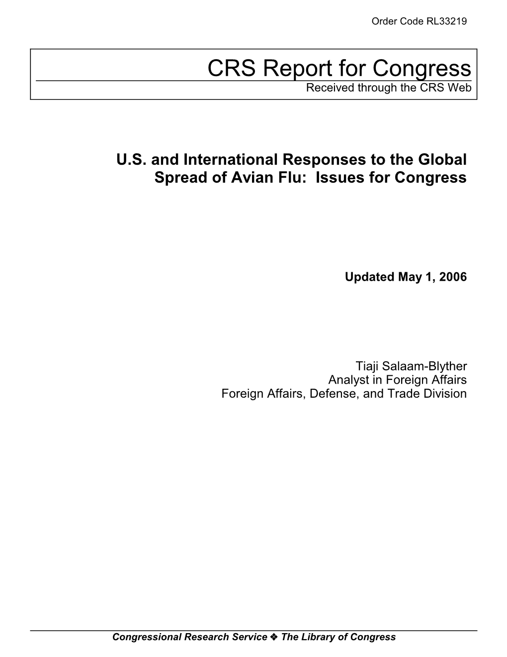 US and International Responses To