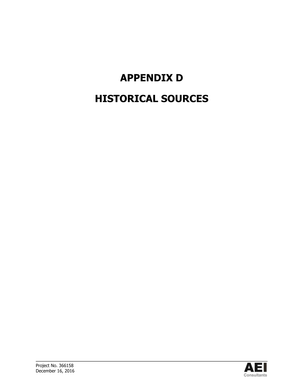 Appendix D Historical Sources