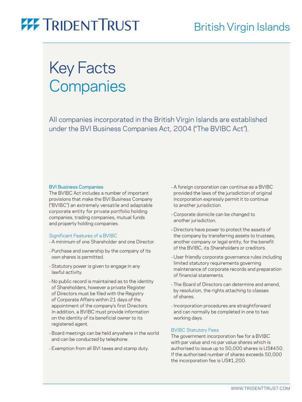 British Virgin Islands Companies Key Facts