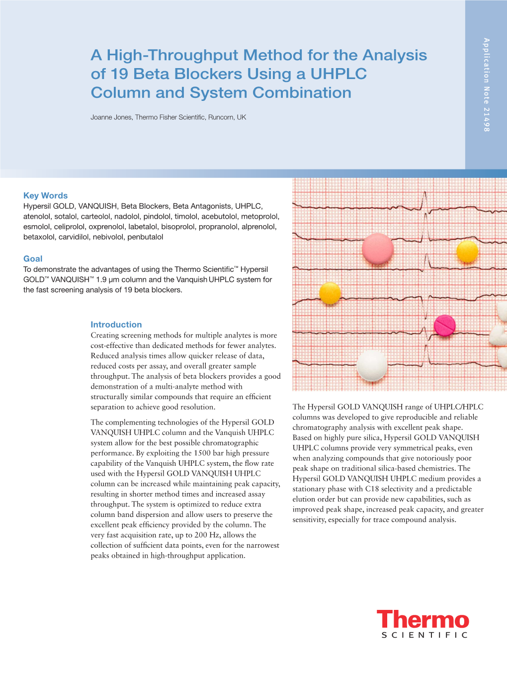 A High-Throughput Method for the Analysis of 19 Beta Blockers Using