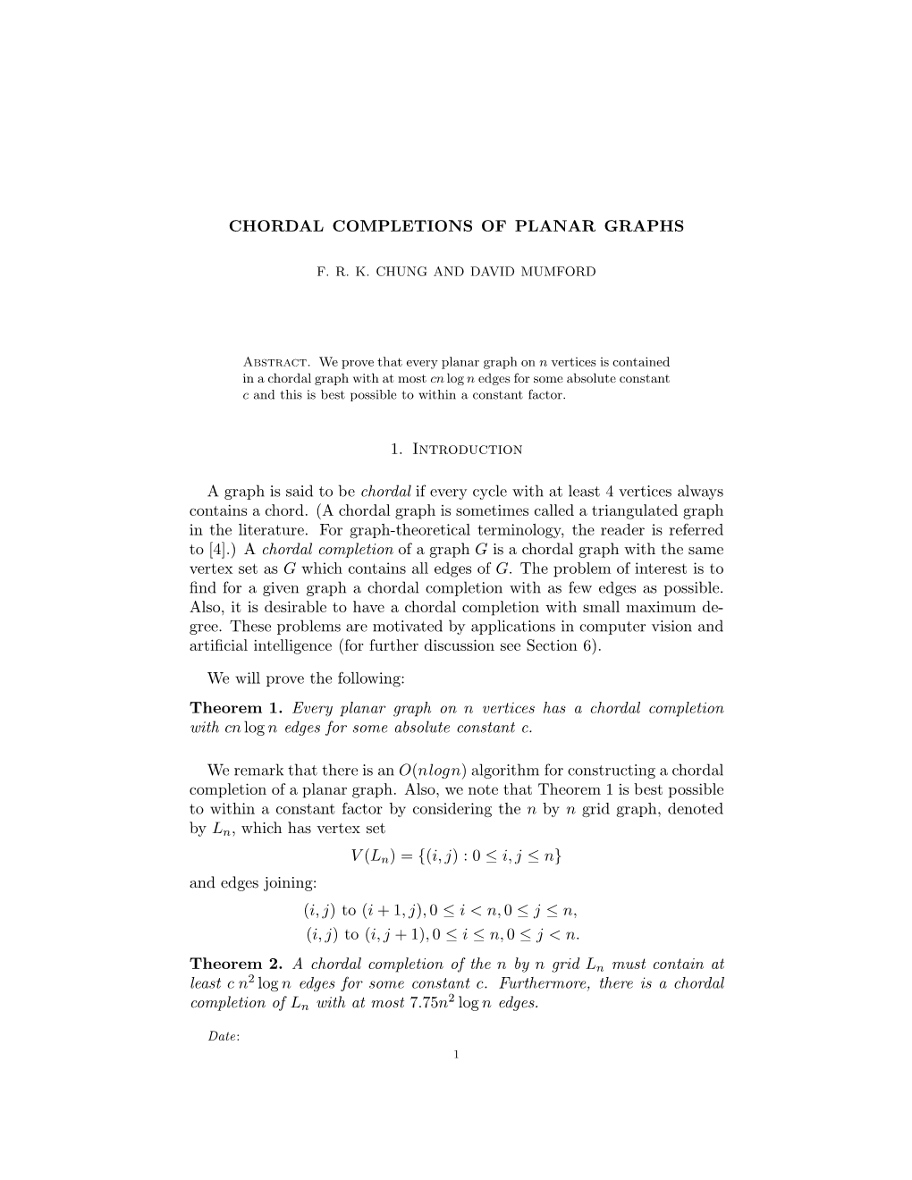 Chordal Completions of Planar Graphs