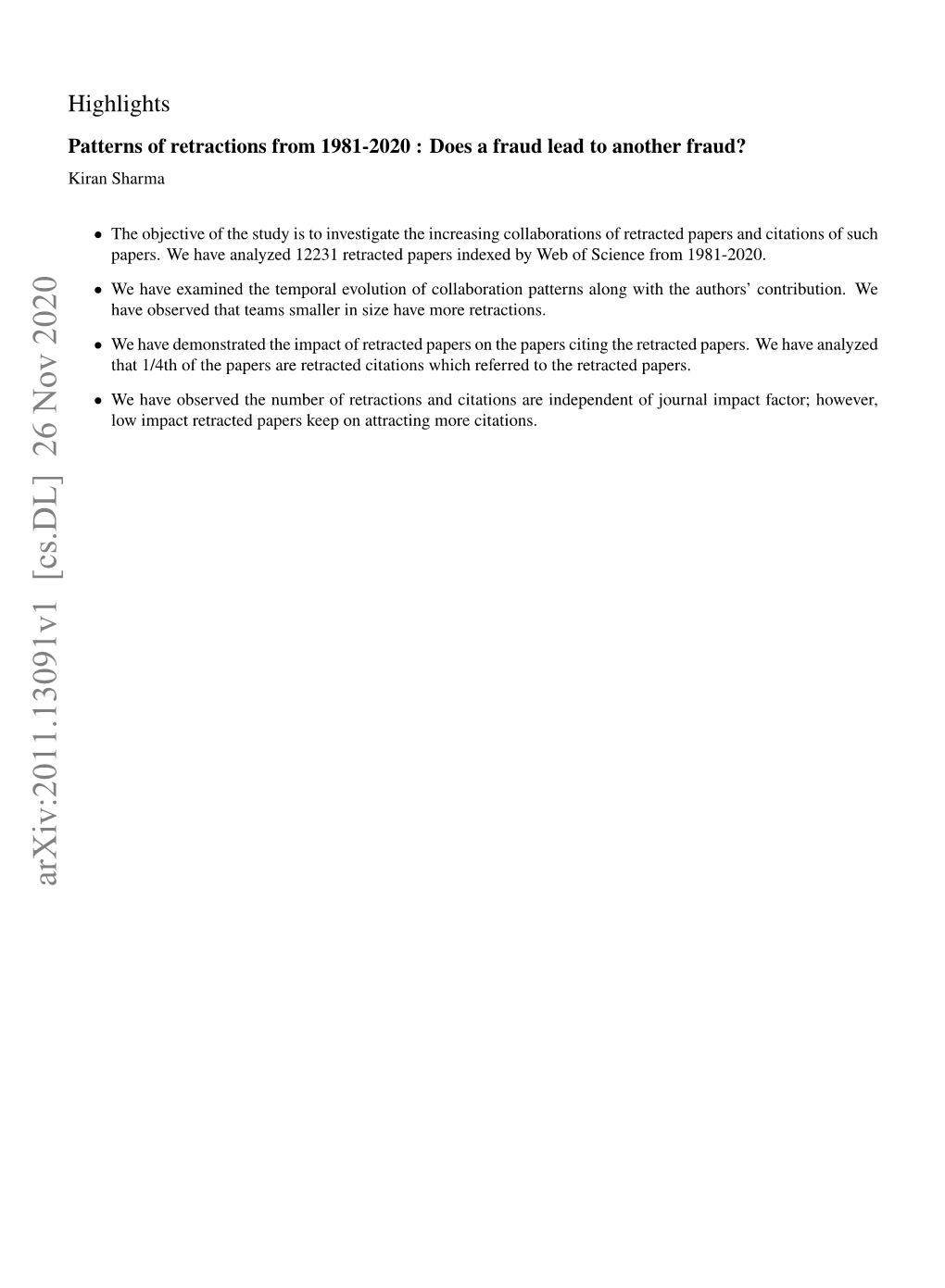 Patterns of Retractions from 1981-2020 : Does a Fraud Lead to Another Fraud?