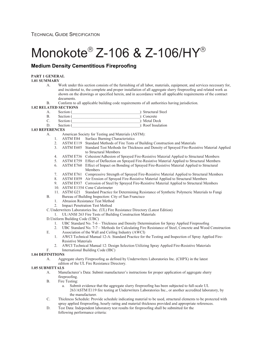 MK-511 MK 6/HY & 6S Guide Specs Fireproofing Guide Specs.Pdf