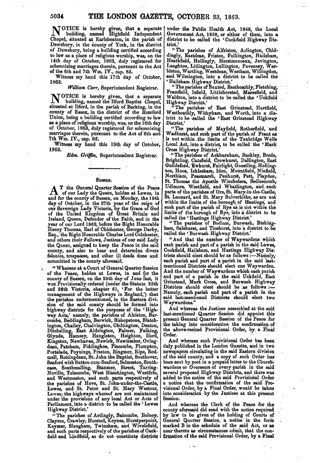 The London Gazette, October 23, 1863