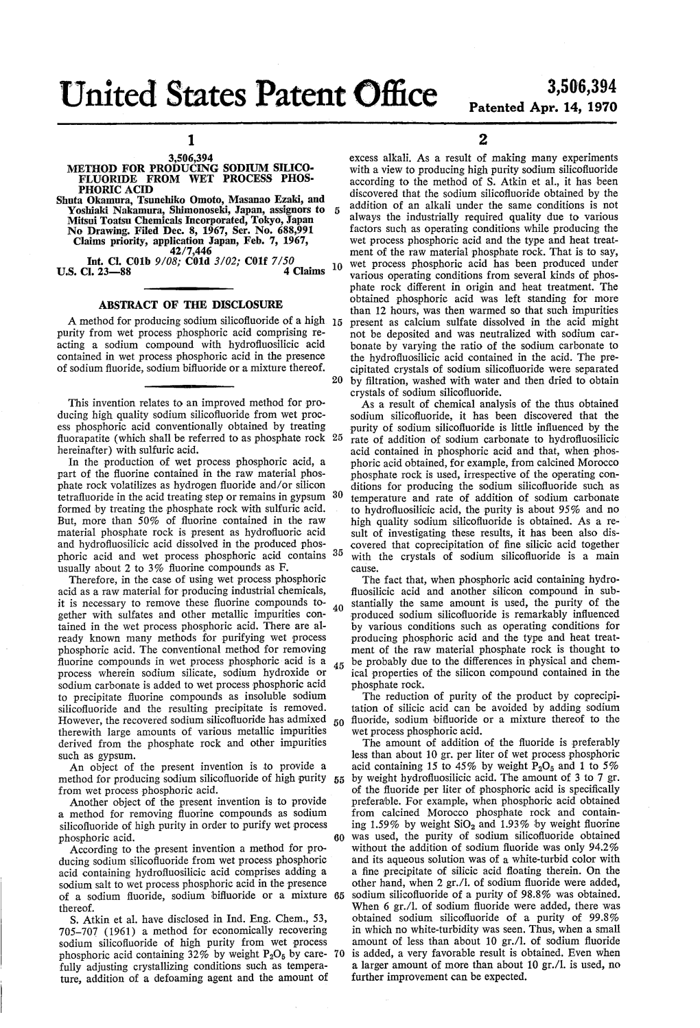 United States Patent Office Patented Apr