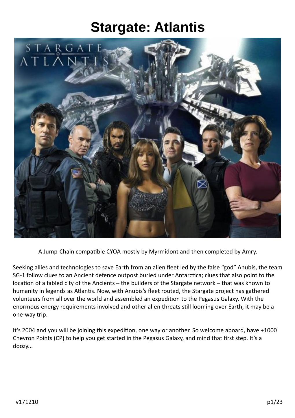 Stargate Atlantis [Jumpchain] 2017-12-10