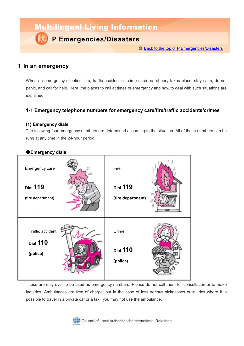 Multilingual Living Information P Emergencies/Disasters