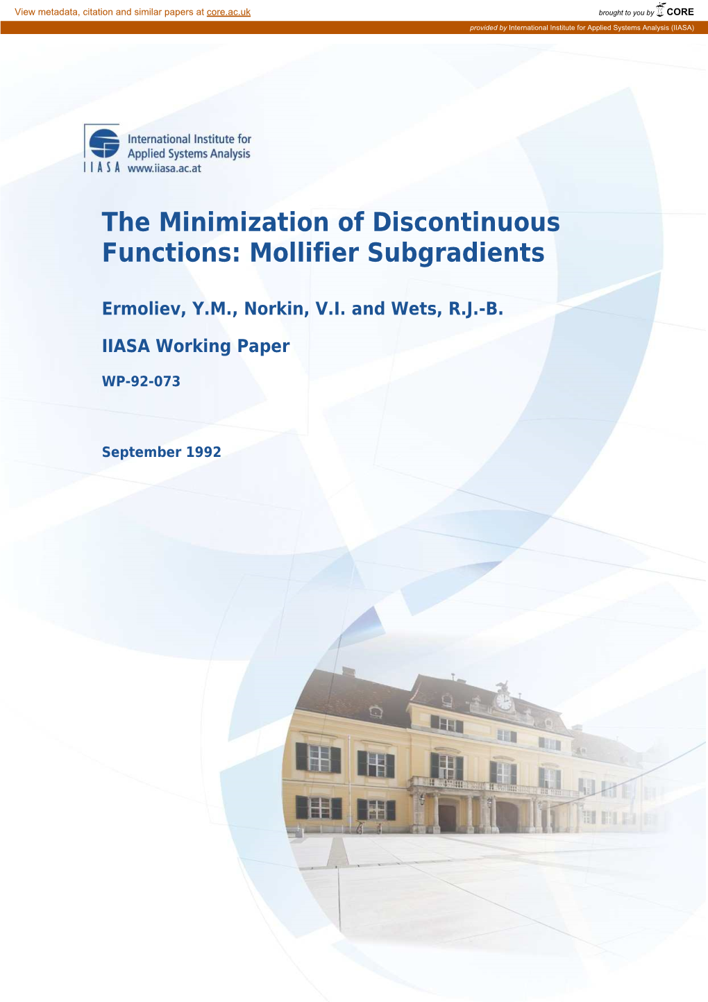 The Minimization of Discontinuous Functions: Mollifier Subgradients