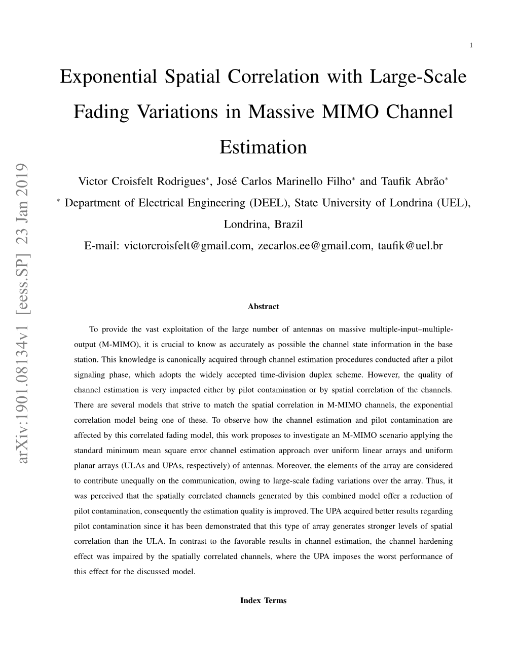 Exponential Spatial Correlation with Large-Scale Fading Variations In