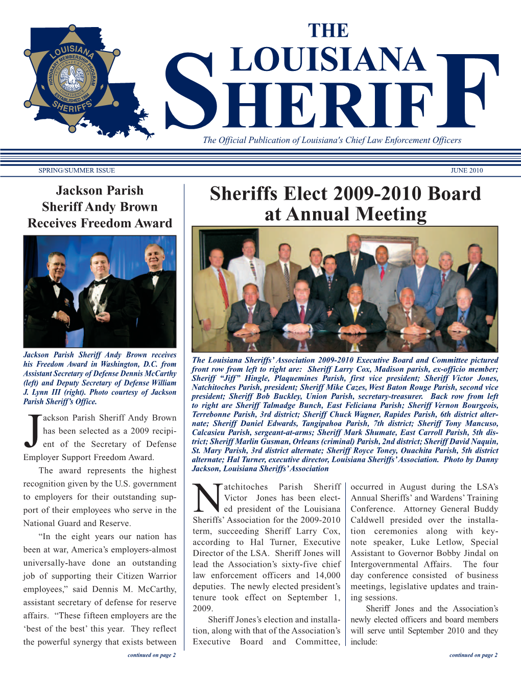 The Sheriffs Elect 2009-2010 Board at Annual Meeting