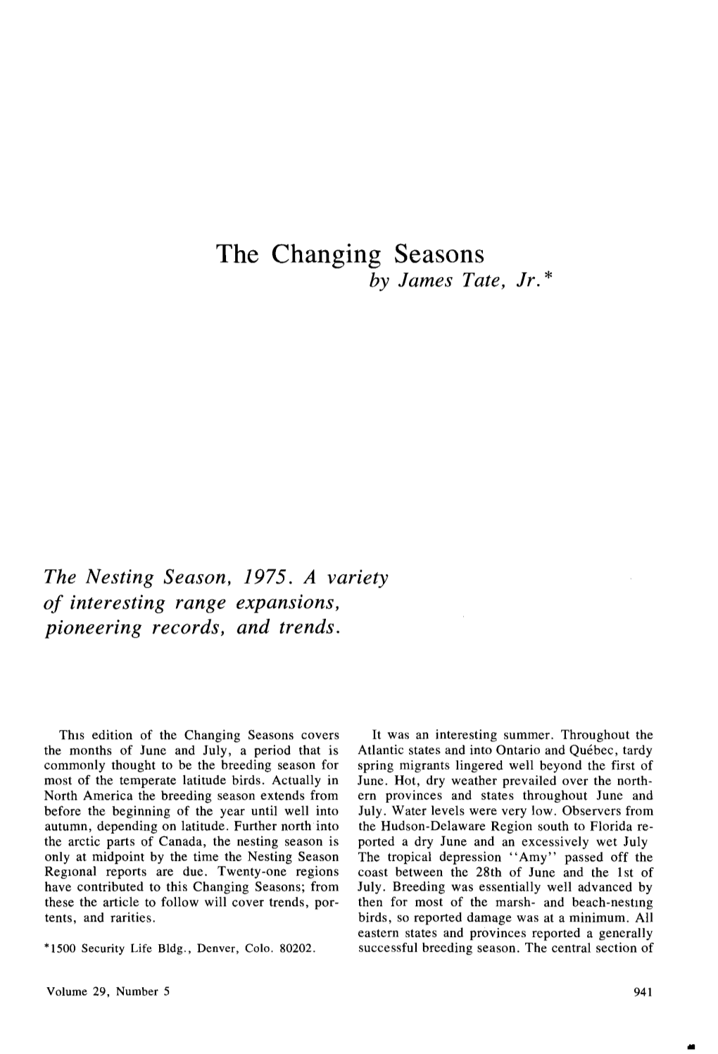 The Changing Seasons by James Tate, Jr