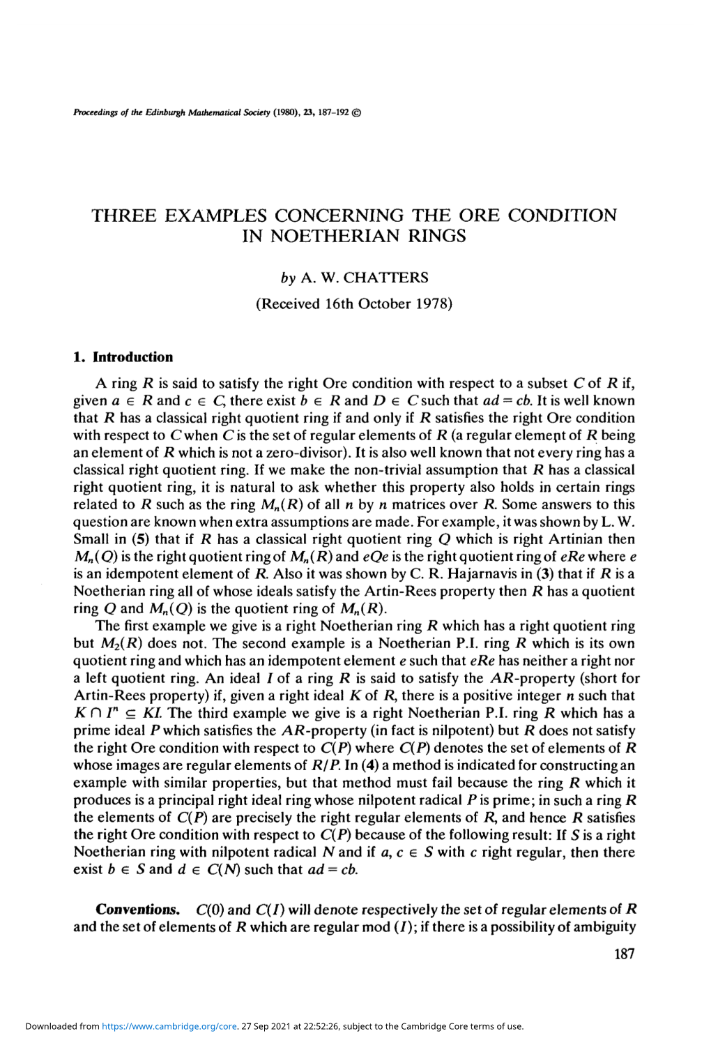 Three Examples Concerning the Ore Condition in Noetherian Rings