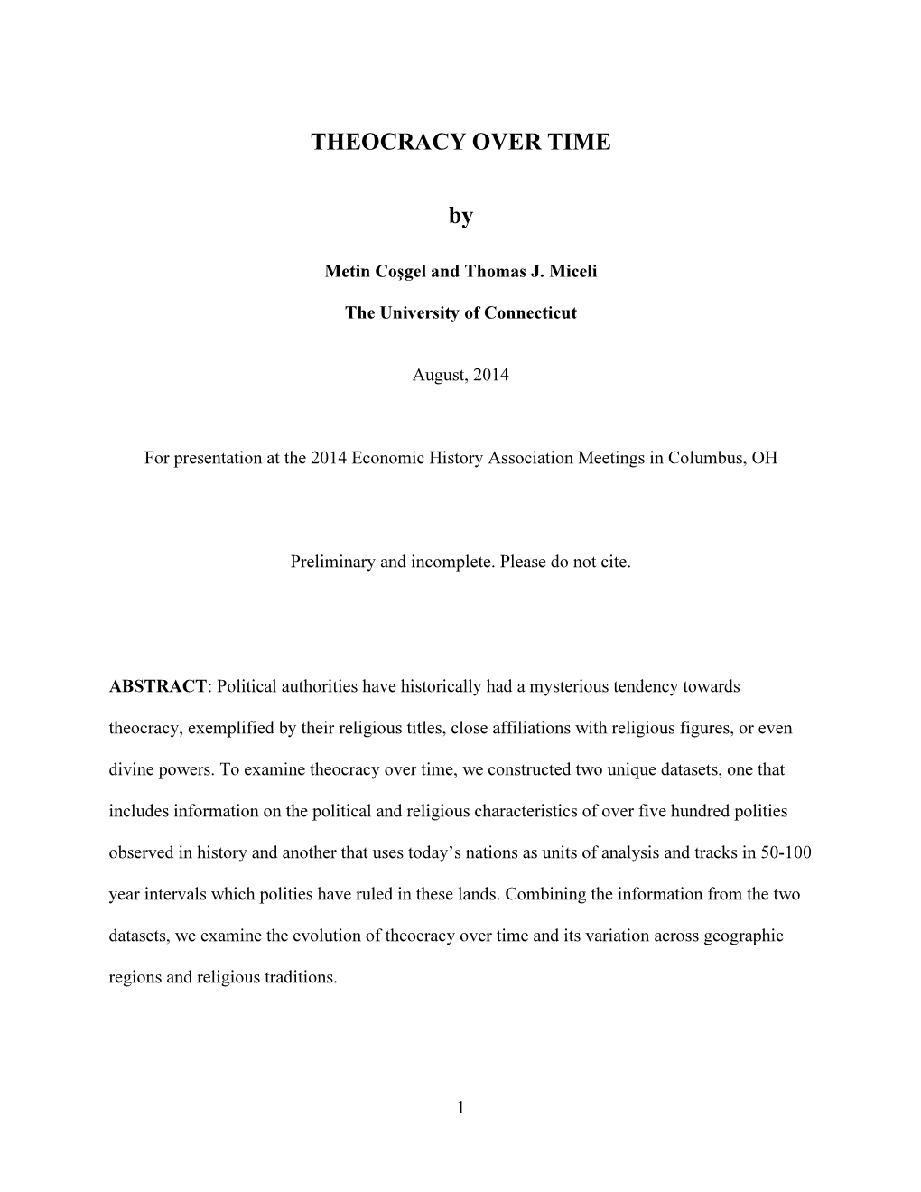 THEOCRACY OVER TIME By