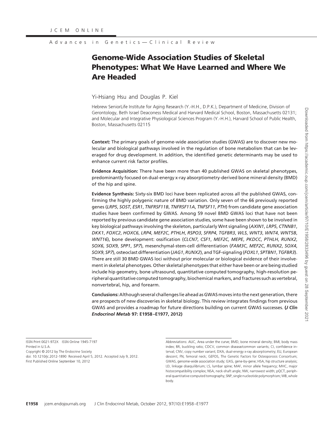 Genome-Wide Association Studies of Skeletal Phenotypes: What We Have Learned and Where We Are Headed