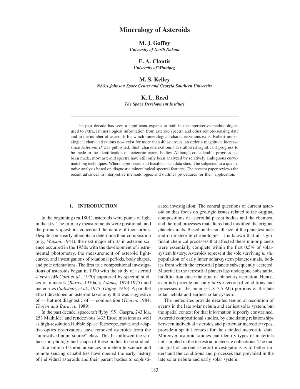 Mineralogy of Asteroids 183