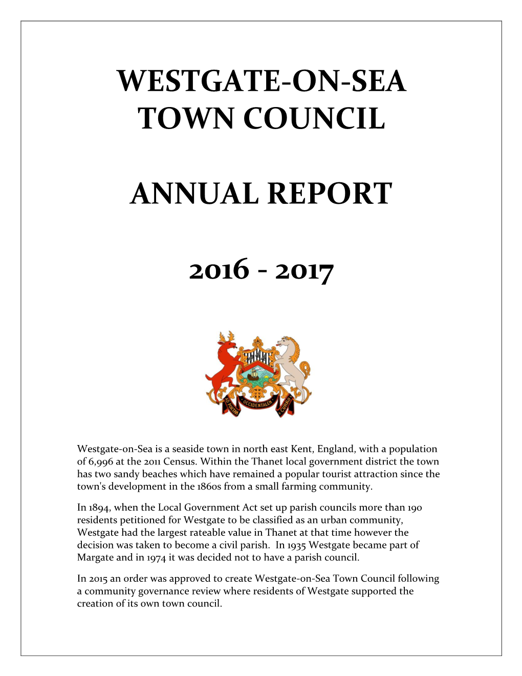 Westgate-On-Sea Town Council Annual Report 2016