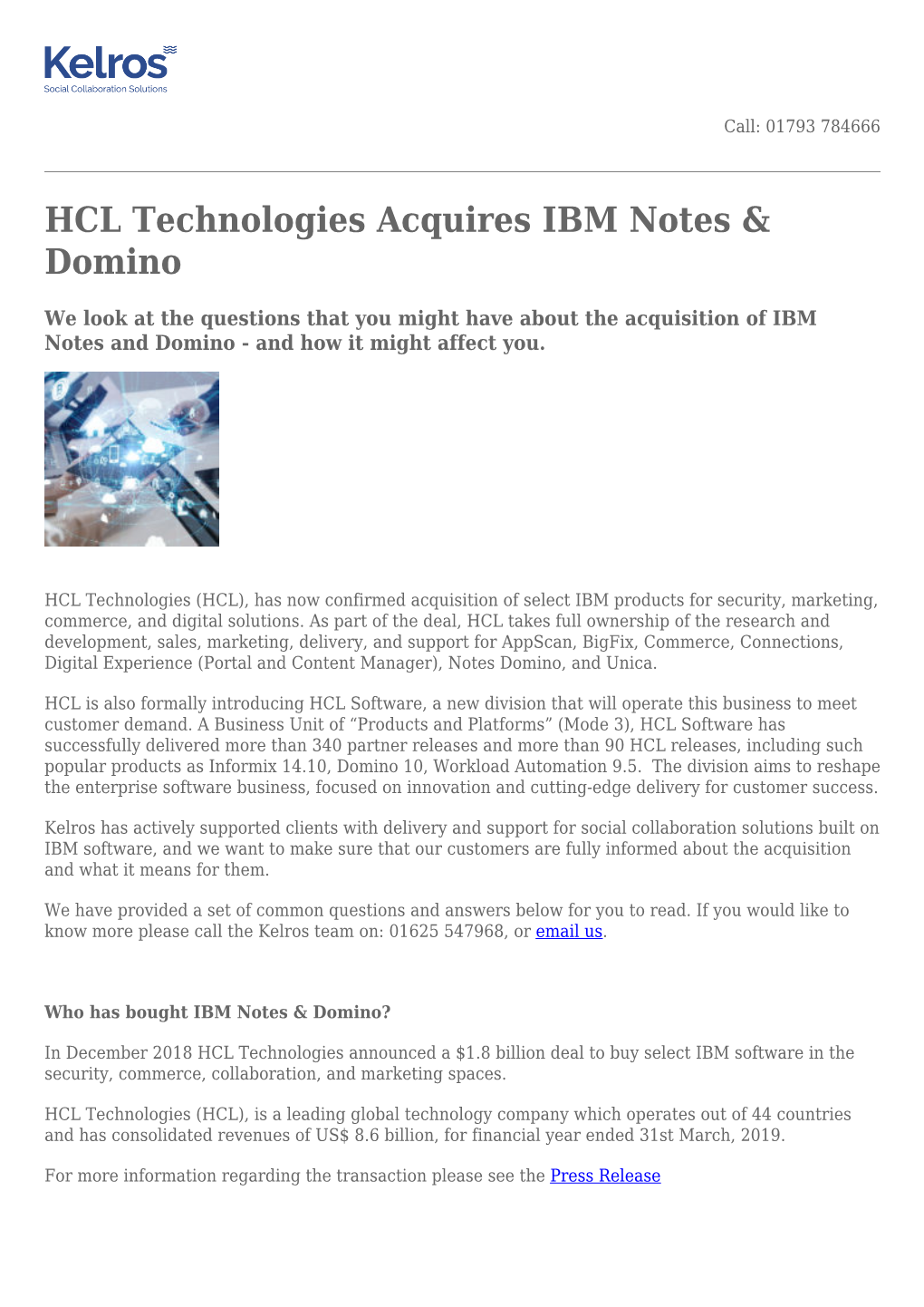 HCL Technologies Acquires IBM Notes & Domino