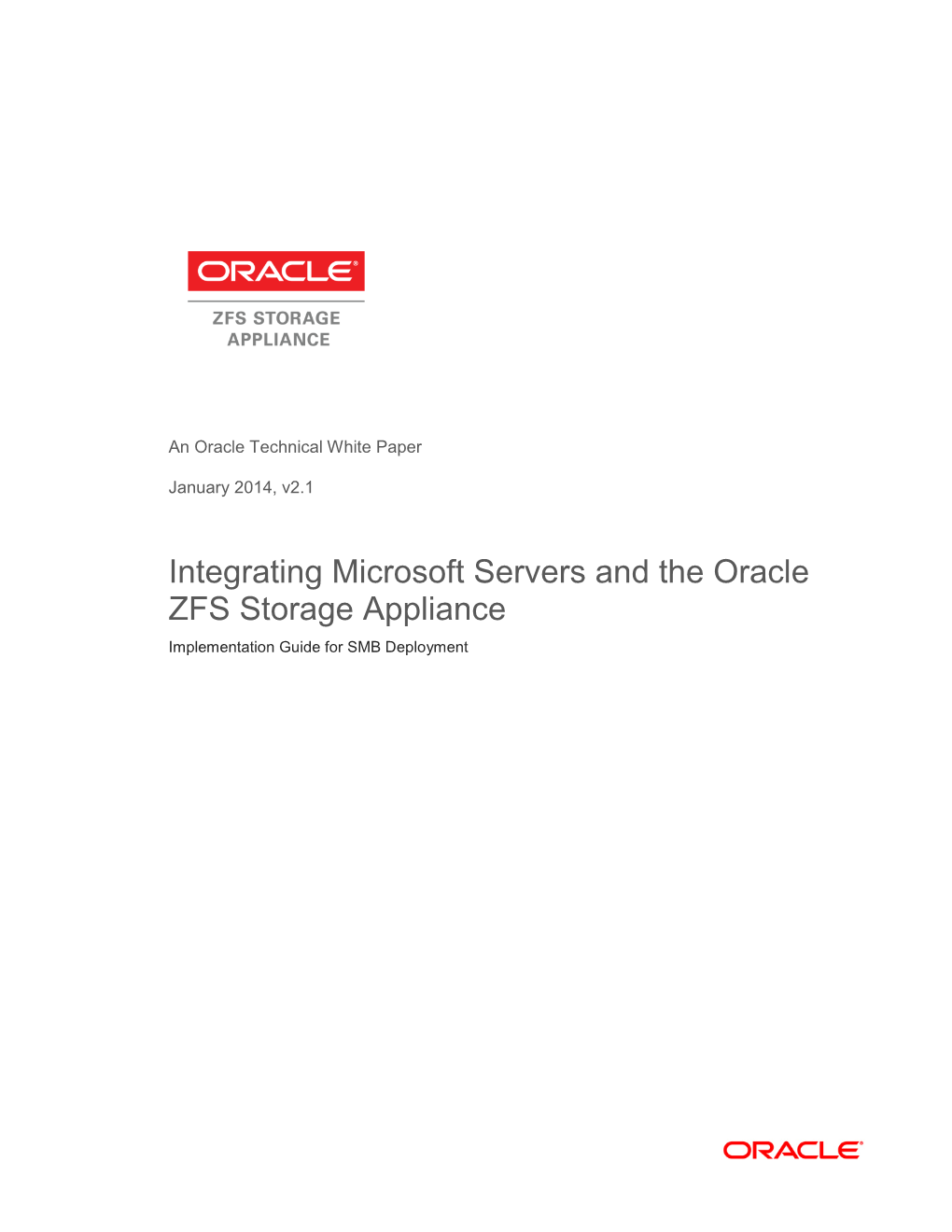 Integrating Microsoft Servers and the Oracle ZFS Storage Appliance Implementation Guide for SMB Deployment
