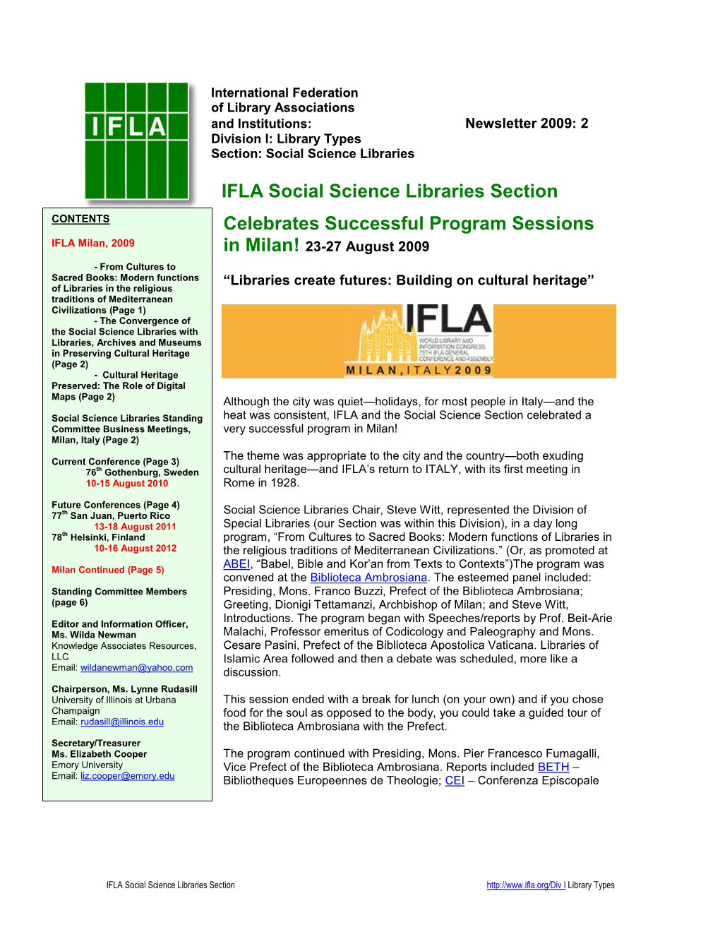 Newsletter 2009 No.2