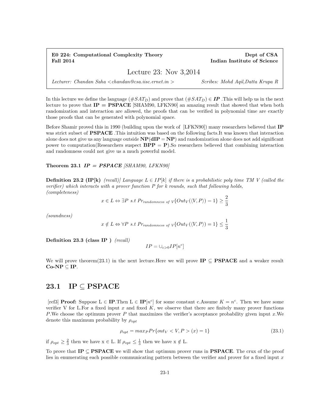 IP in PSPACE