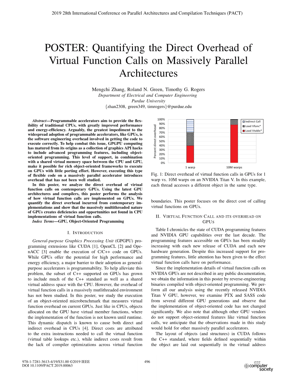 Quantifying the Direct Overhead of Virtual Function Calls on Massively Parallel Architectures