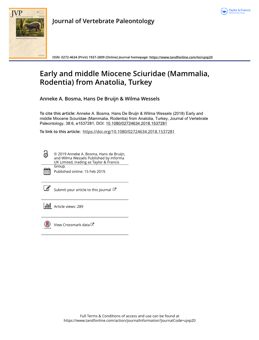 Early and Middle Miocene Sciuridae (Mammalia, Rodentia) from Anatolia, Turkey