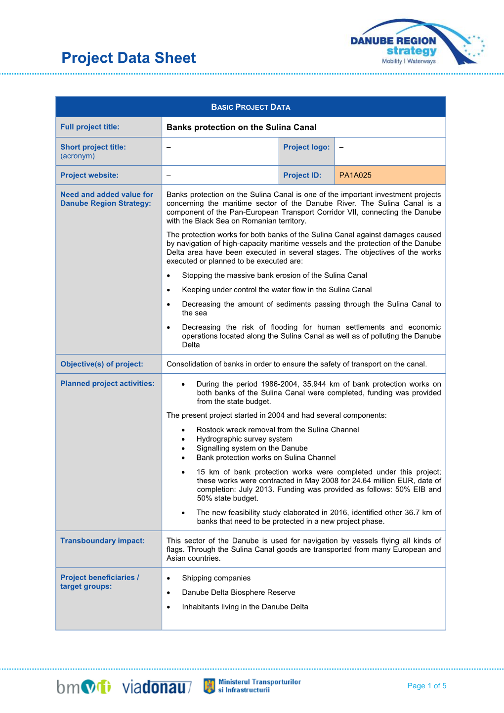 Project Data Sheet