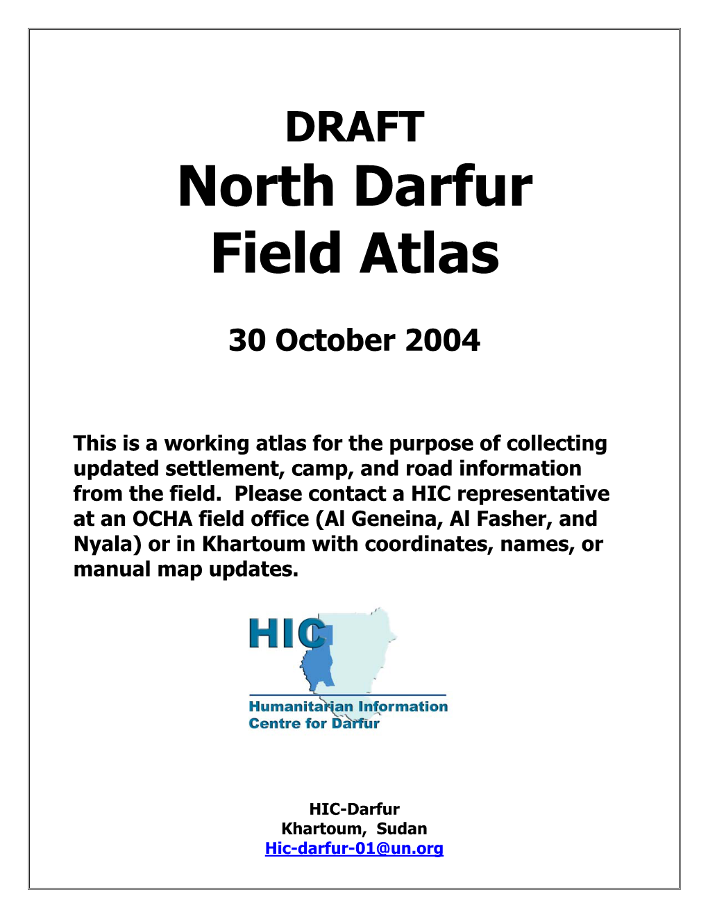 North Darfur Field Atlas
