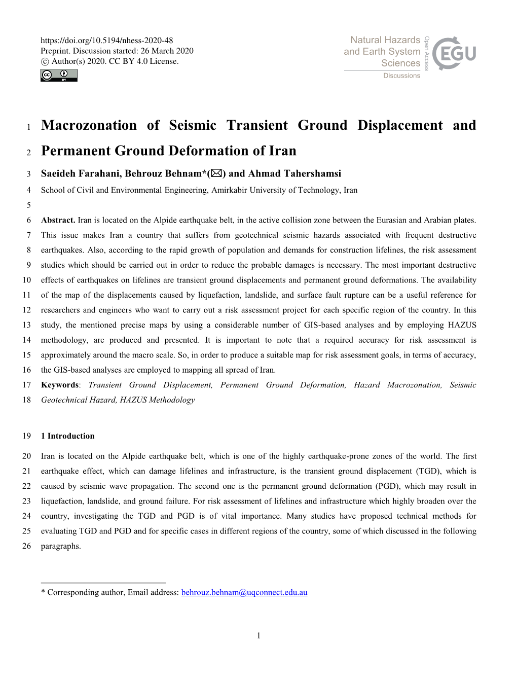 Macrozonation of Seismic Transient Ground Displacement And