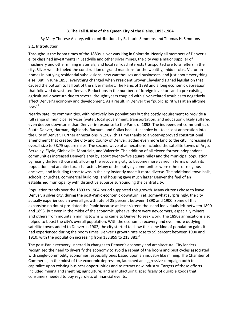 3. the Fall & Rise of the Queen City of the Plains, 1893-1904 by Mary Therese Anstey, with Contributions by R. Laurie Simmon