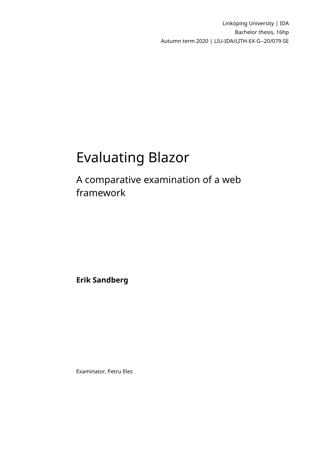 Evaluating Blazor