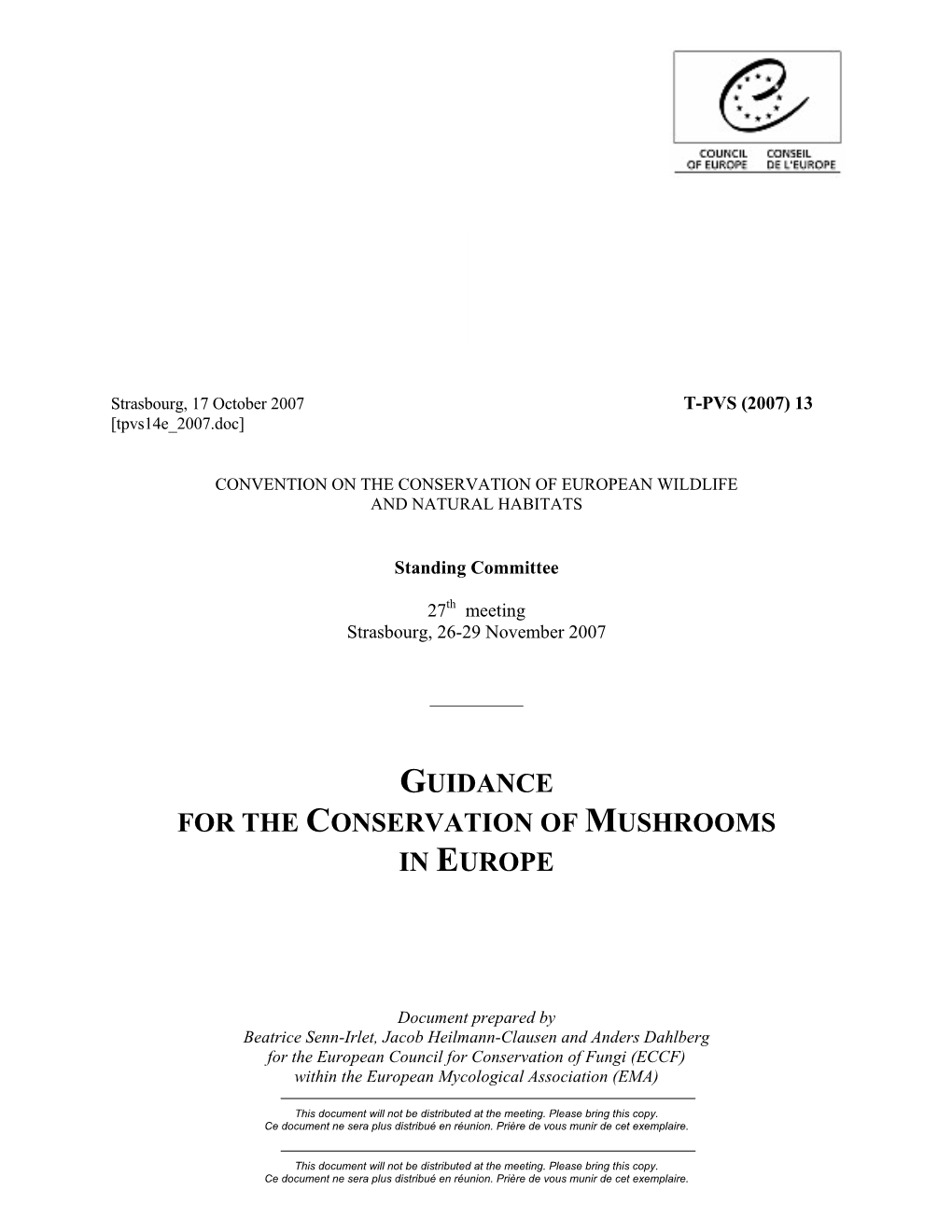 Guidance for the Conservation Of