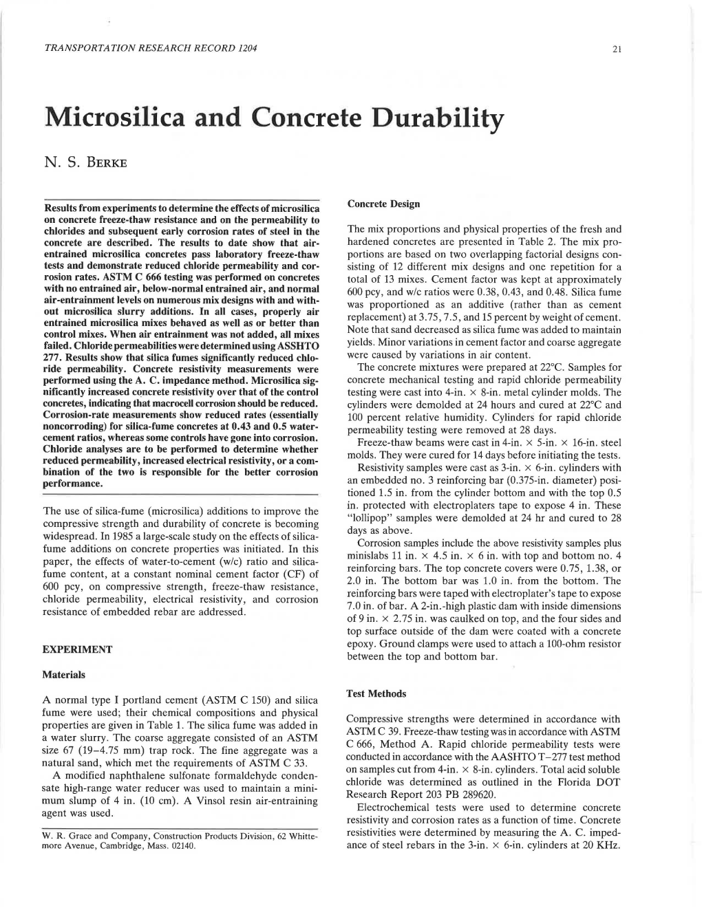 Microsilica and Concrete Durability