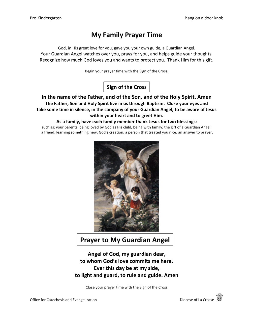 My Family Prayer Time Prayer to My Guardian Angel