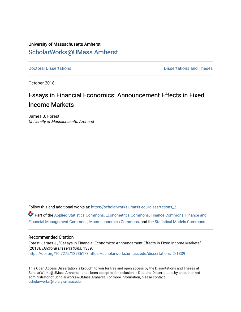 Essays in Financial Economics: Announcement Effects in Fixed Income Markets