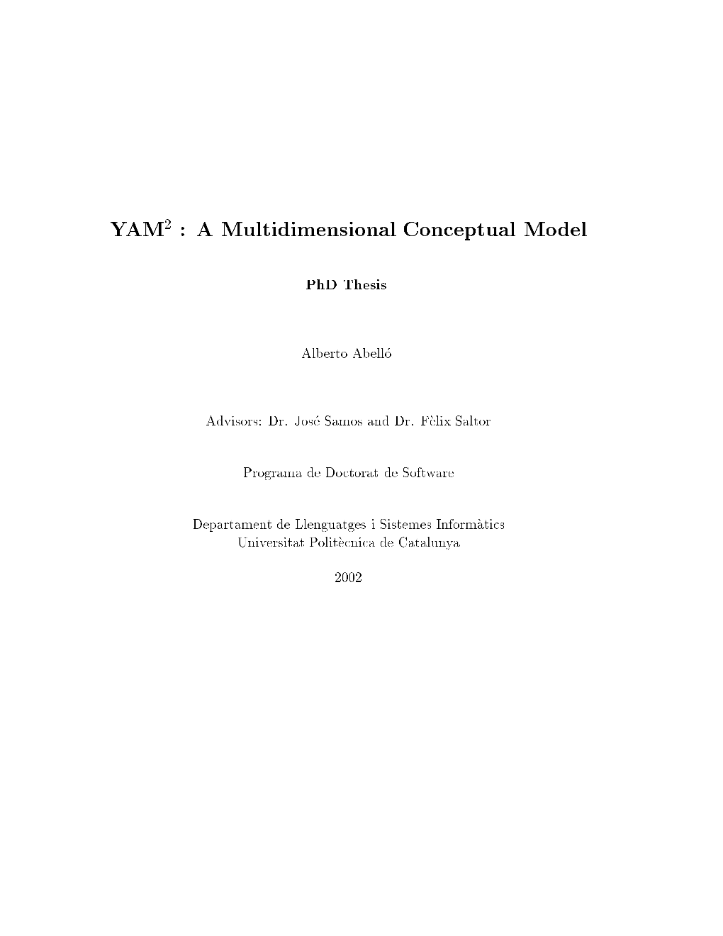 A Multidimensional Conceptual Model
