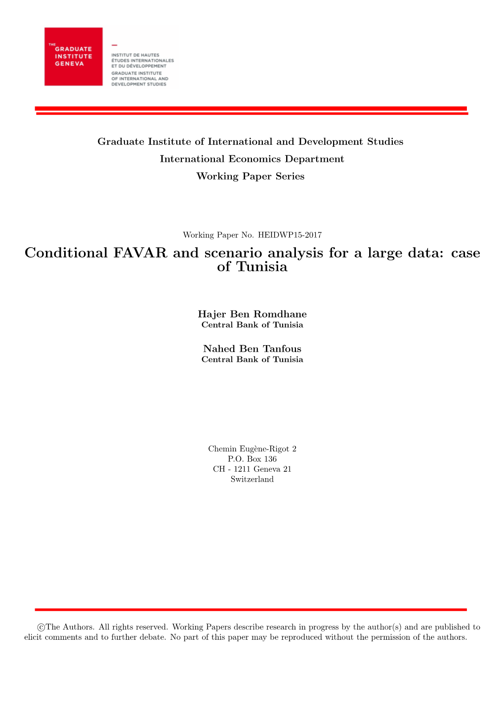 Conditional FAVAR and Scenario Analysis for a Large Data: Case of Tunisia