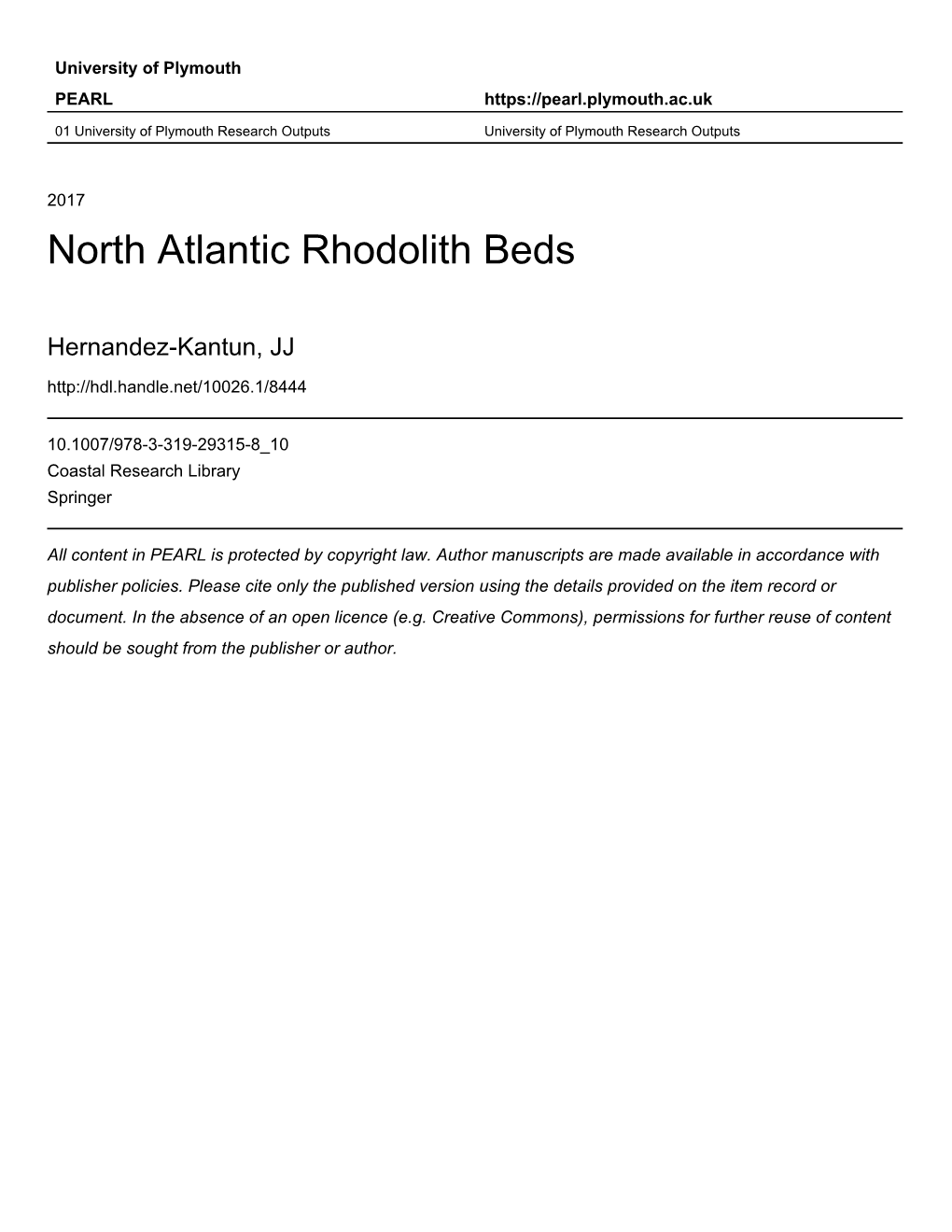 Chapter 10. North Atlantic Rhodolith Beds Jazmin J. Hernandez-Kantun