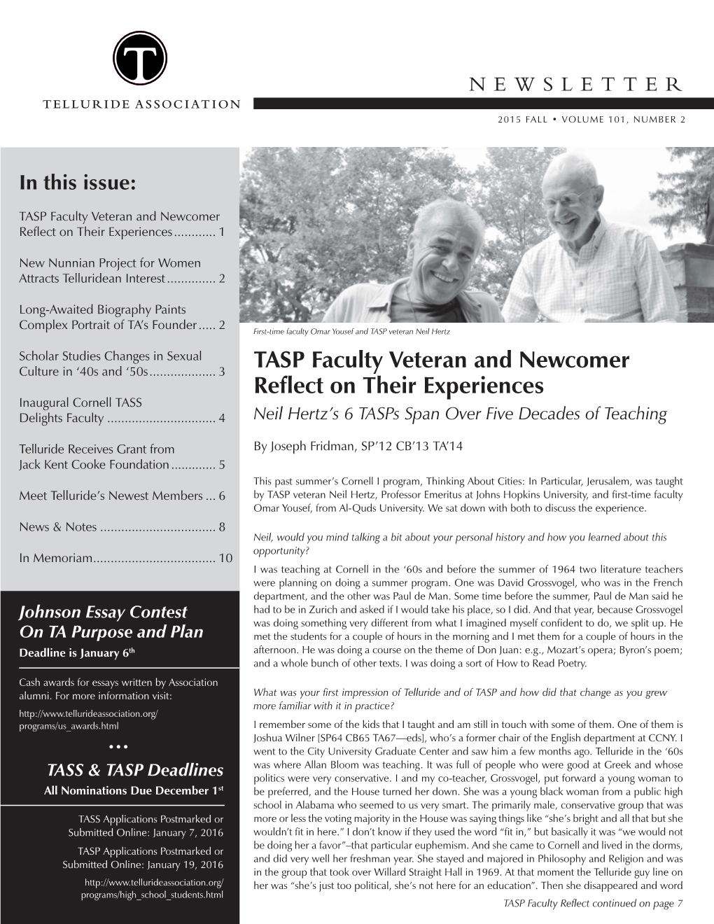 TASP Faculty Veteran and Newcomer Reflect on Their Experiences