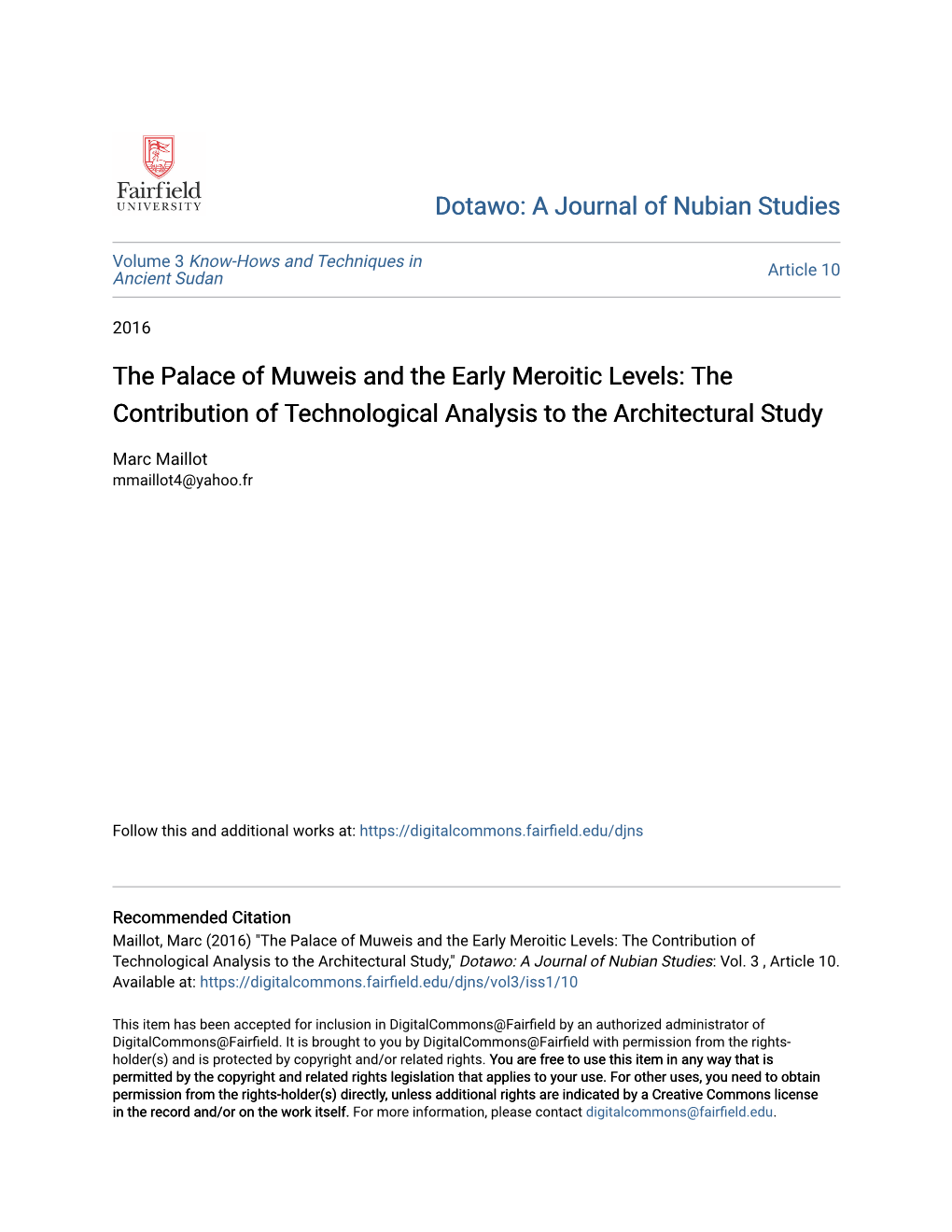 The Palace of Muweis and the Early Meroitic Levels: the Contribution of Technological Analysis to the Architectural Study