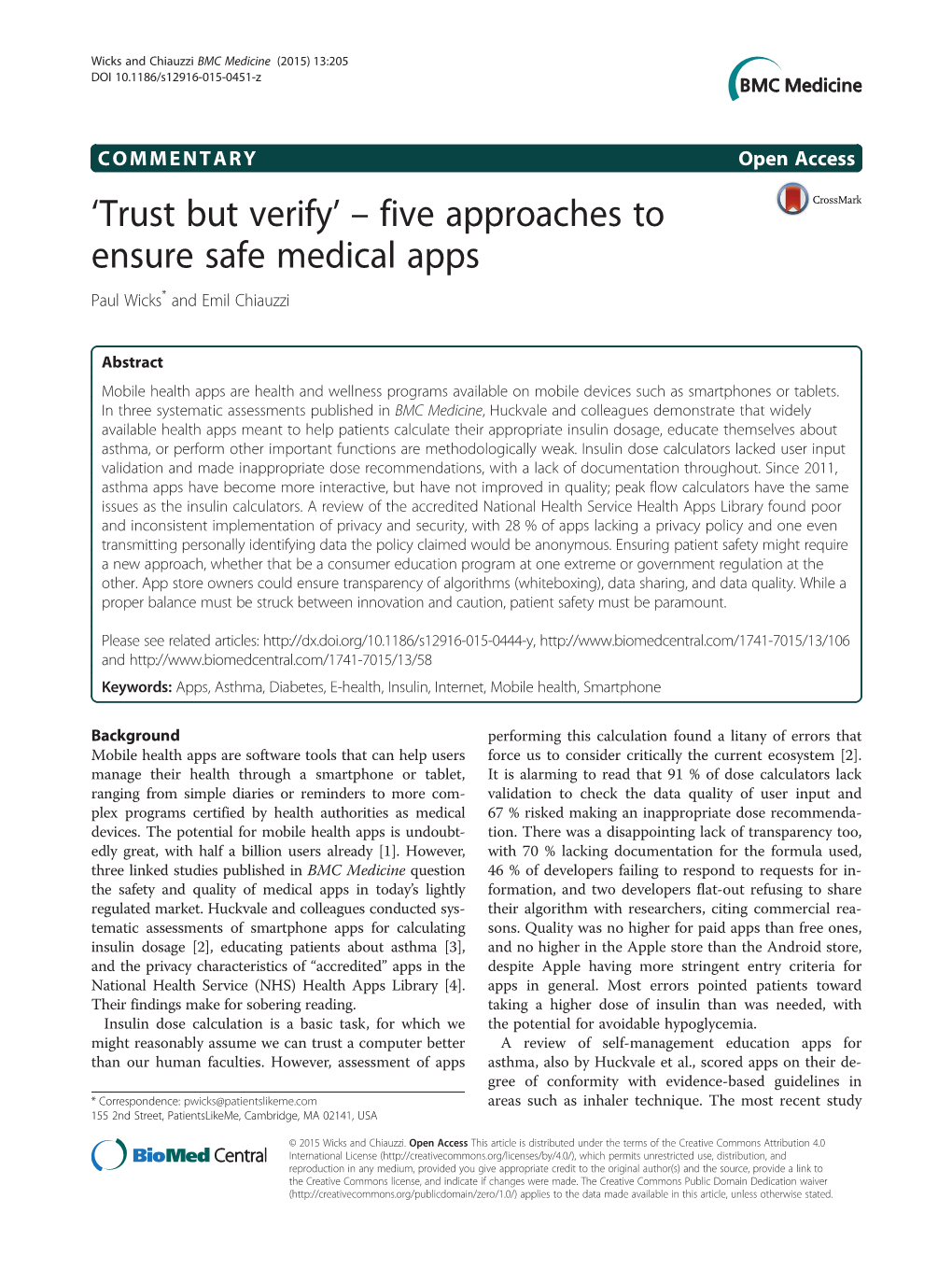 'Trust but Verify' – Five Approaches to Ensure Safe Medical Apps