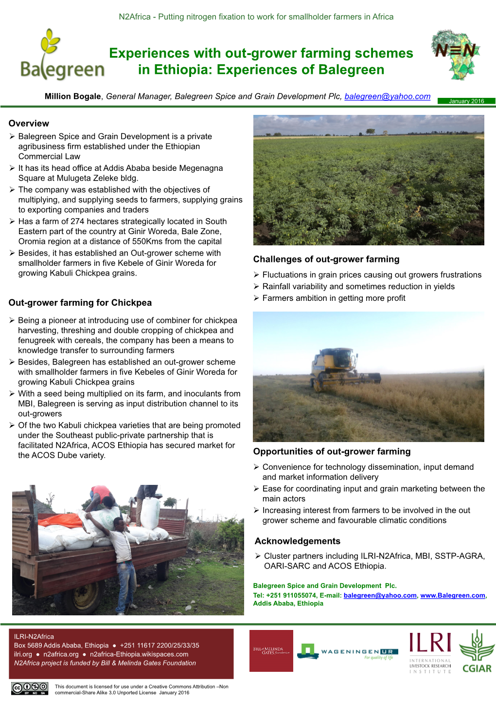 Experiences with Out-Grower Farming Schemes in Ethiopia: Experiences of Balegreen