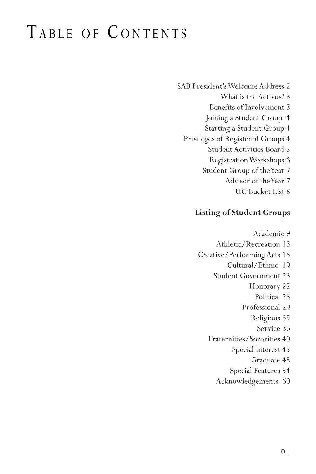 Table of Contents