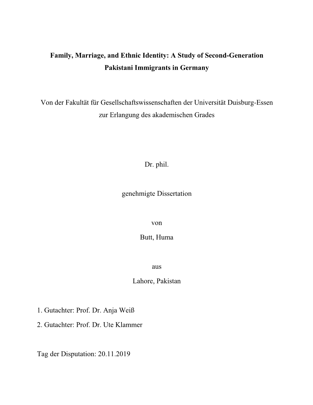 A Study of Second-Generation Pakistani Immigrants in Germany