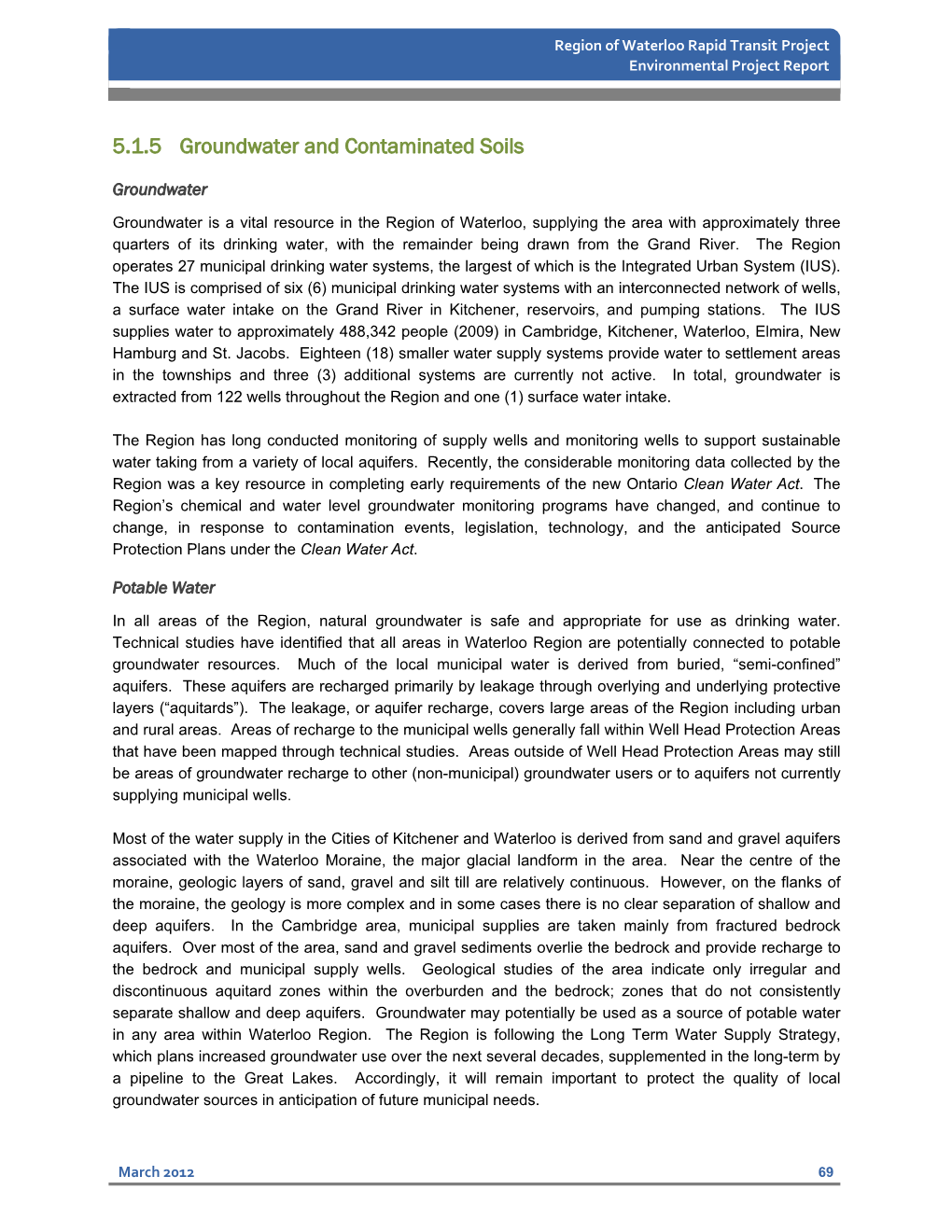 5.1.5 Groundwater and Contaminated Soils