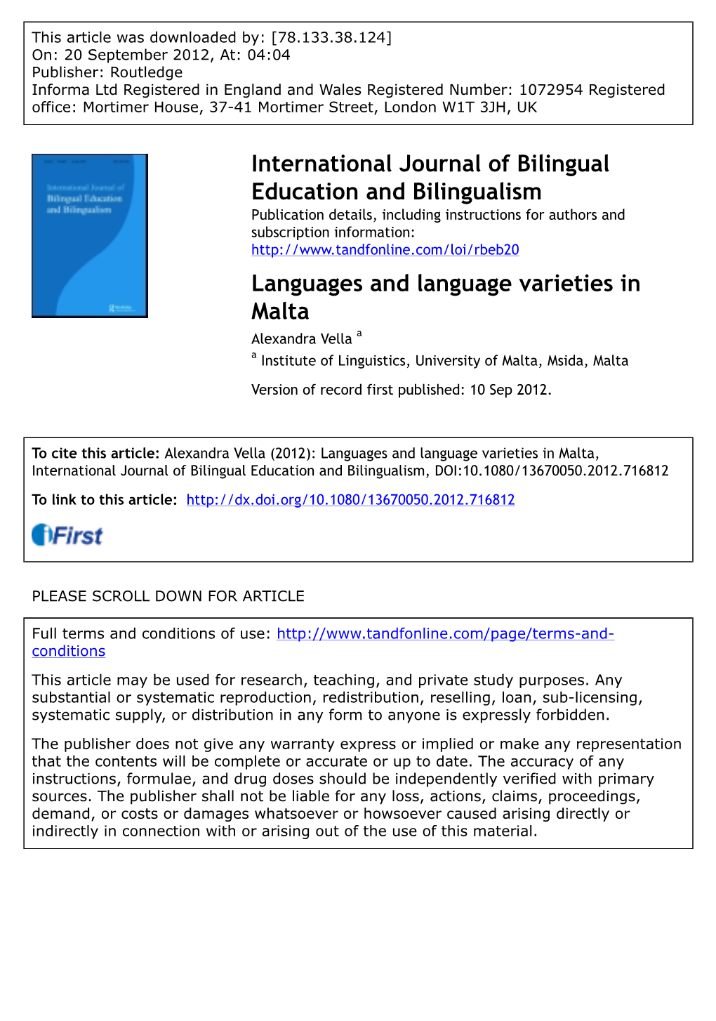 Languages and Language Varieties in Malta