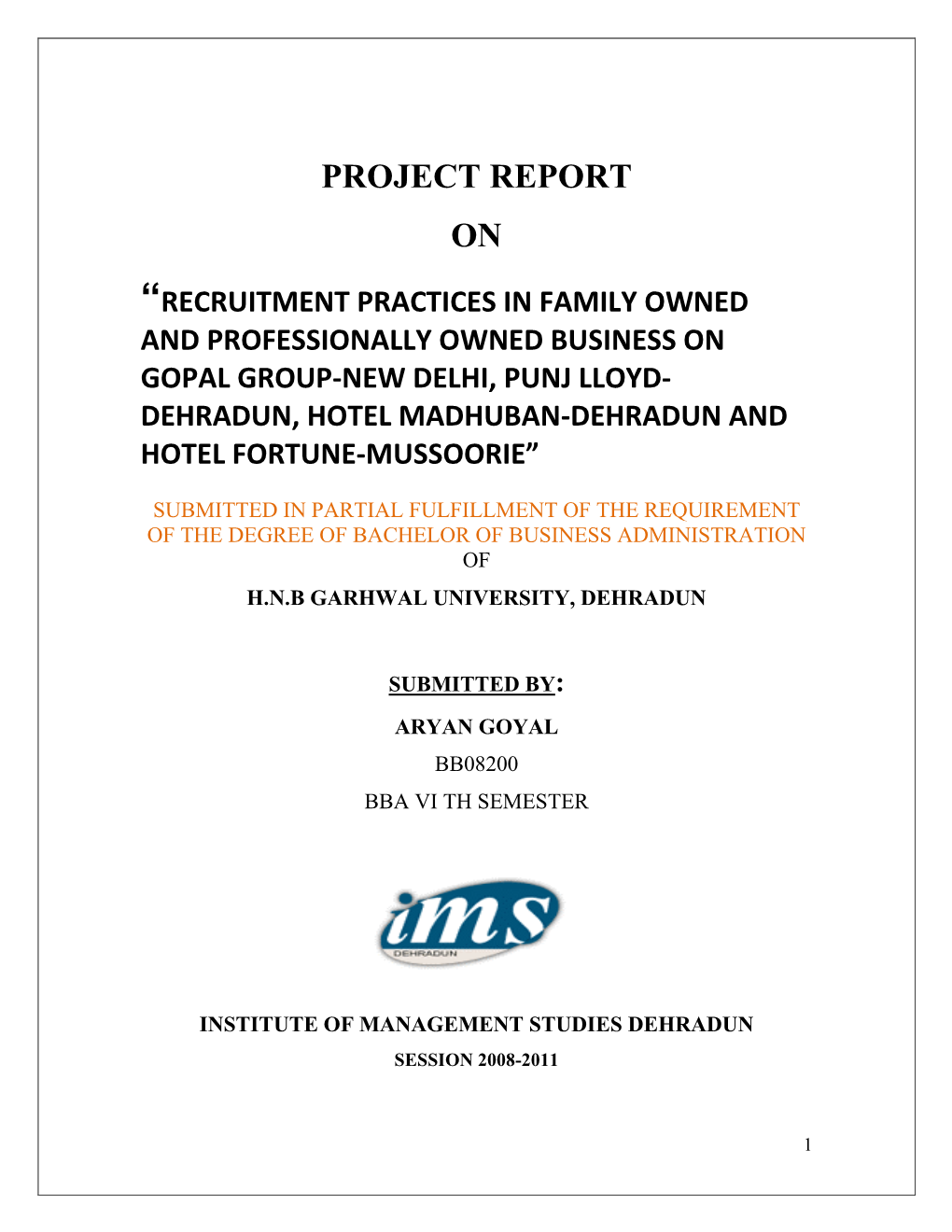 Project Report On