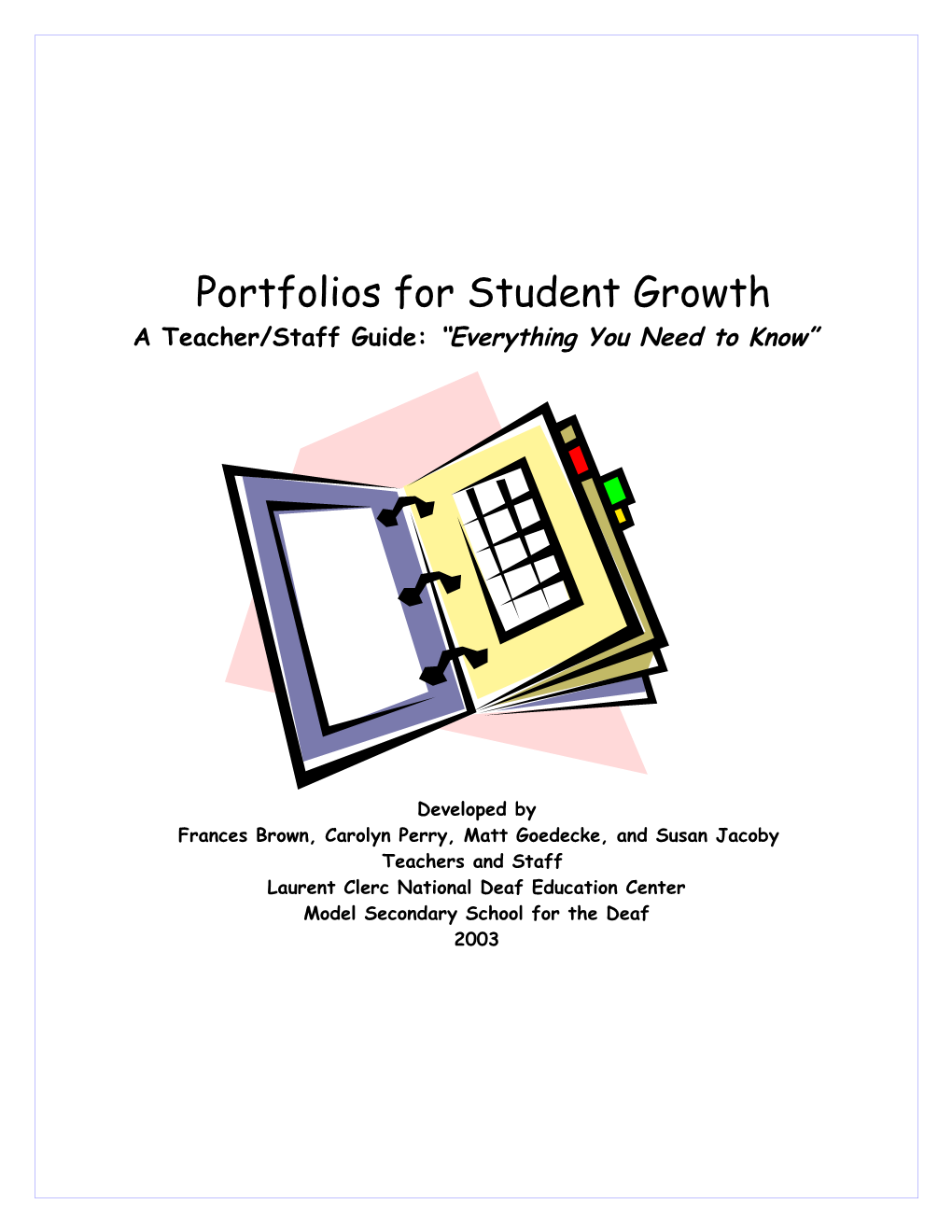 Portfolio Teacher's Guide