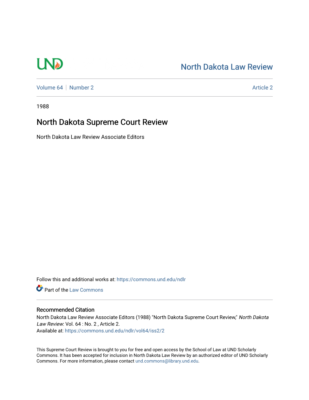 North Dakota Supreme Court Review