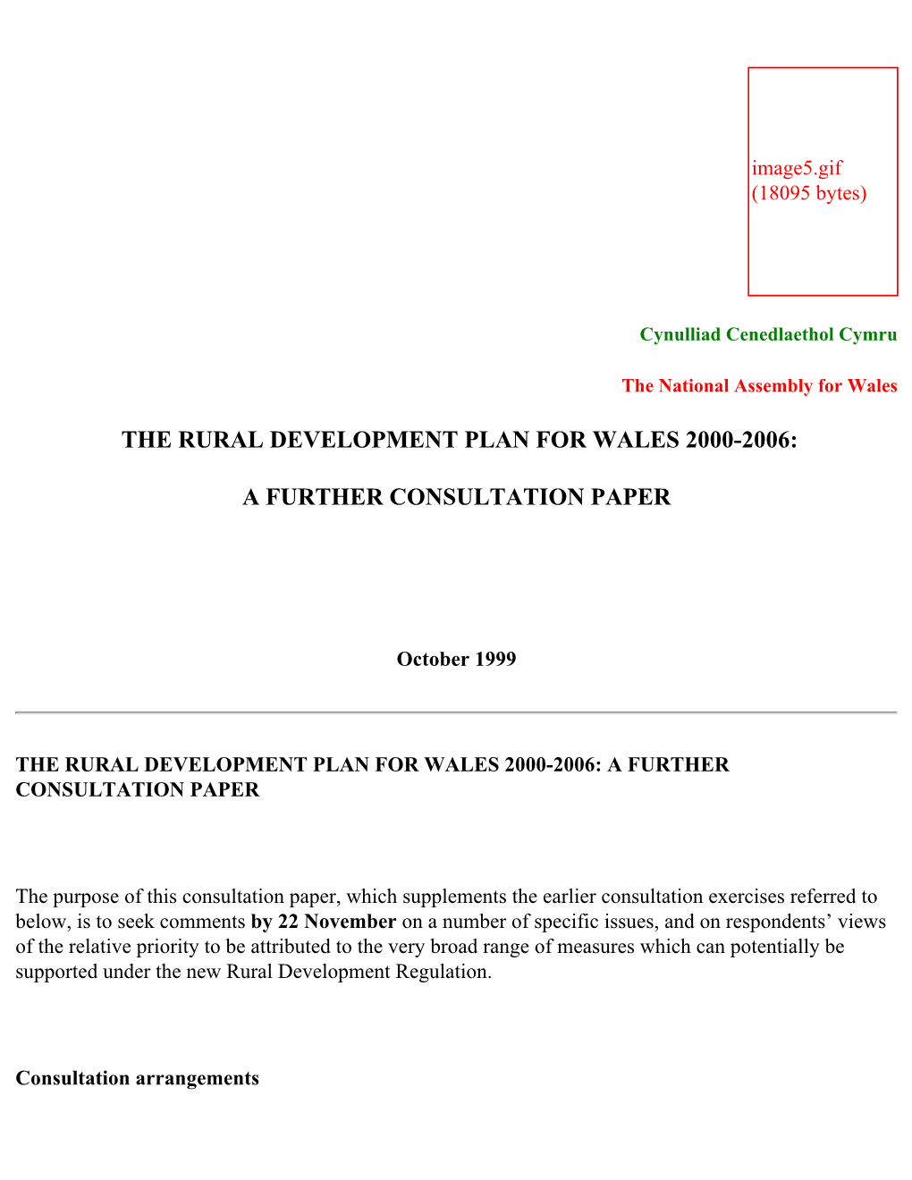 The Rural Development Plan for Wales 2000-2006